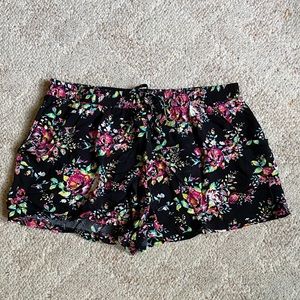 Black Floral Shorts
